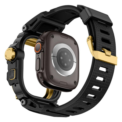 Apple Watch Mod Armor Case & Strap – Black & Gold Gym Style - 