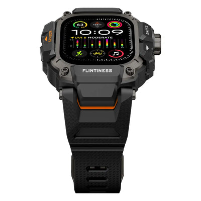 Apple Watch Mod Armor Case & Strap – Black & Orange Gym Style - 