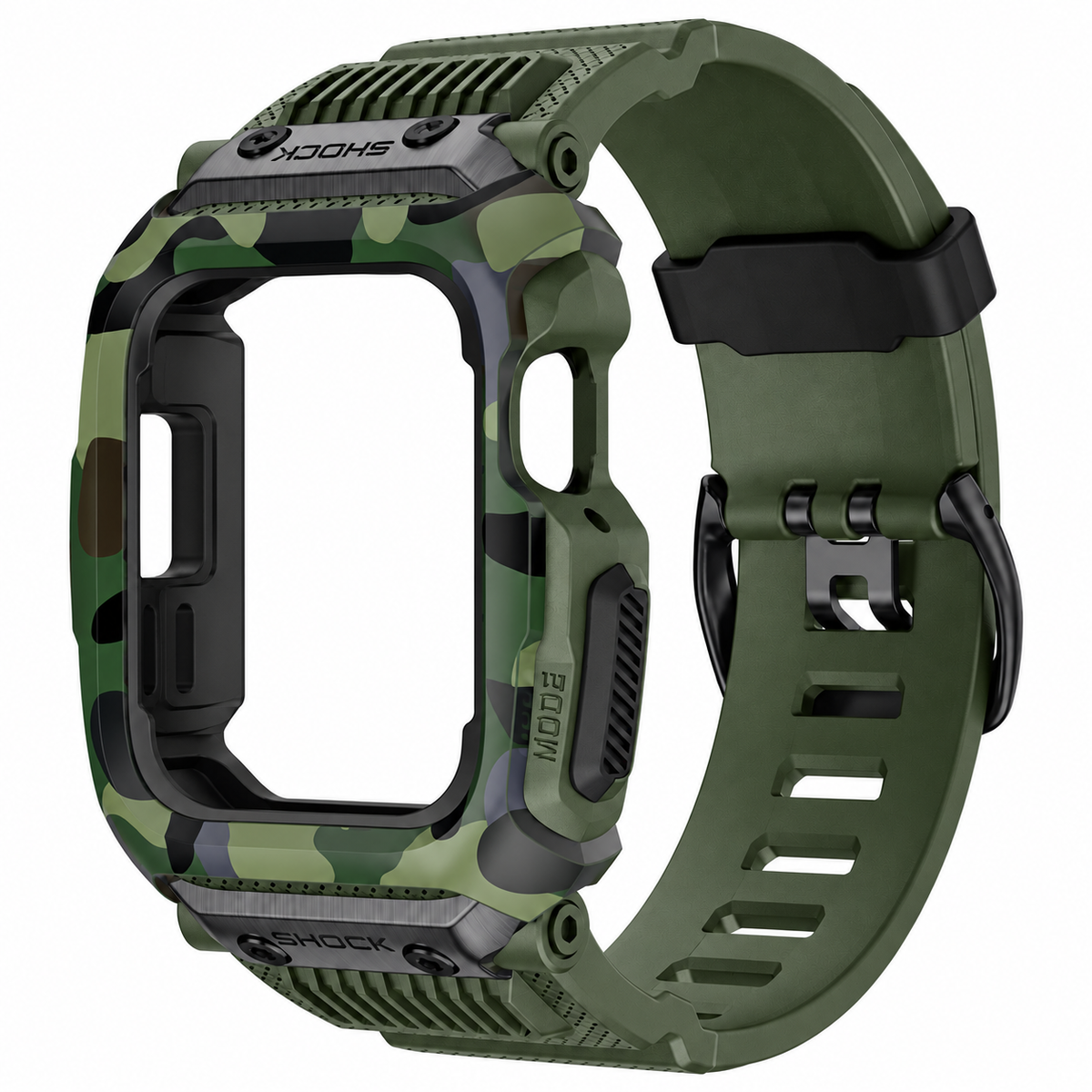 Green Camo Apple Watch Zinc Alloy Case & TPU Band Set | Outdoor Mod Kit - 