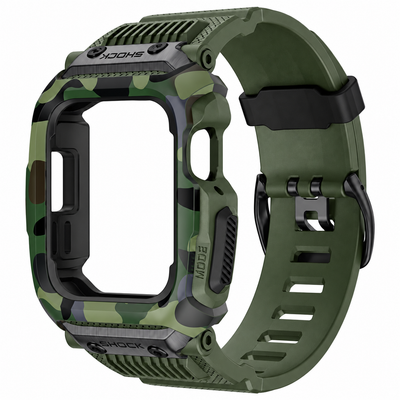 Green Camo Apple Watch Zinc Alloy Case & TPU Band Set | Outdoor Mod Kit - 