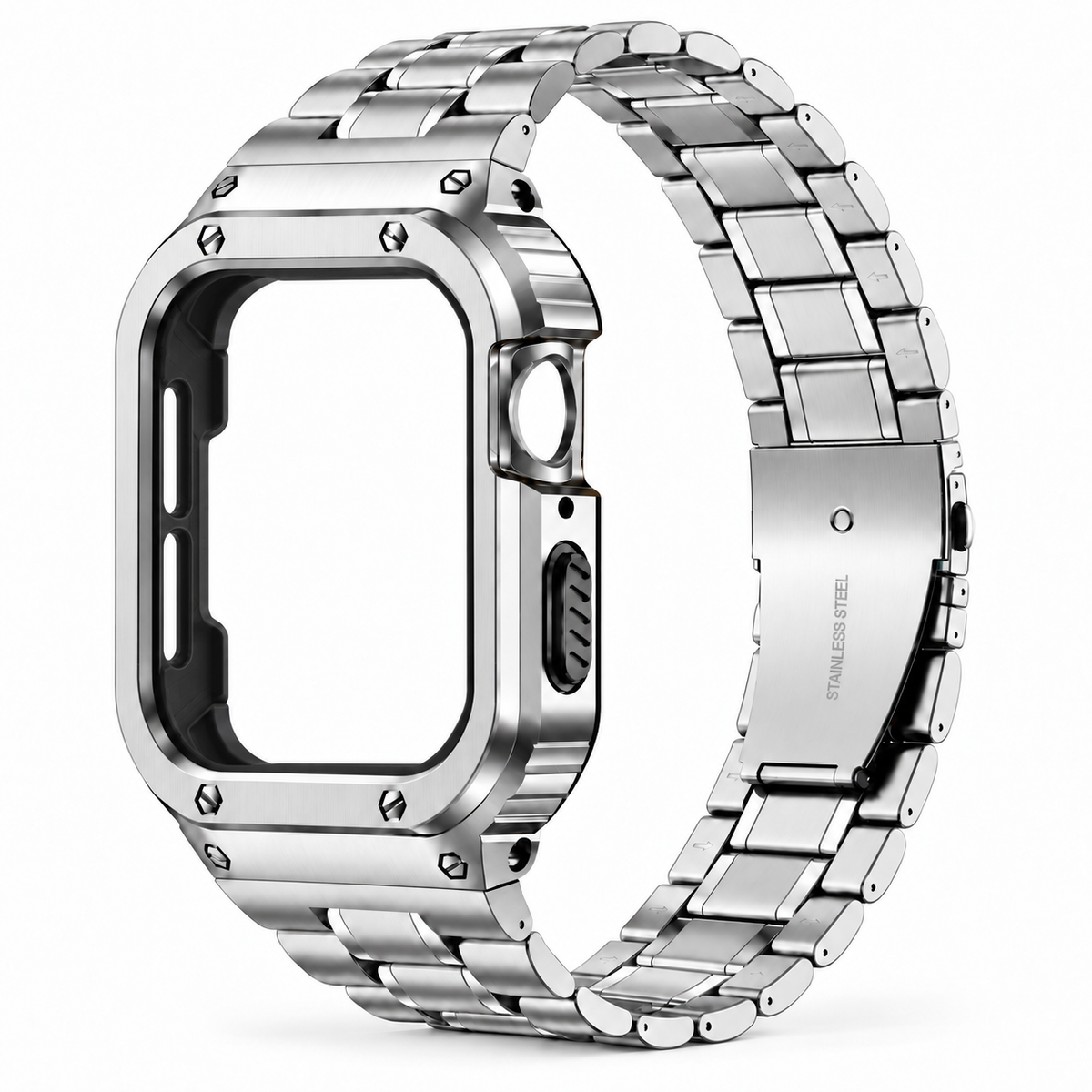 Silver Apple Watch Stainless Steel Case & Band Set | Casio Mod Kit - 