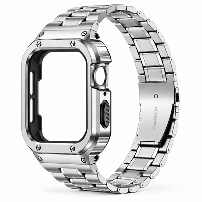Silver Apple Watch Stainless Steel Case & Band Set | Casio Mod Kit - 