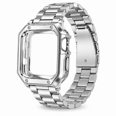 Silver Apple Watch Case & Band Set Santo Style - 