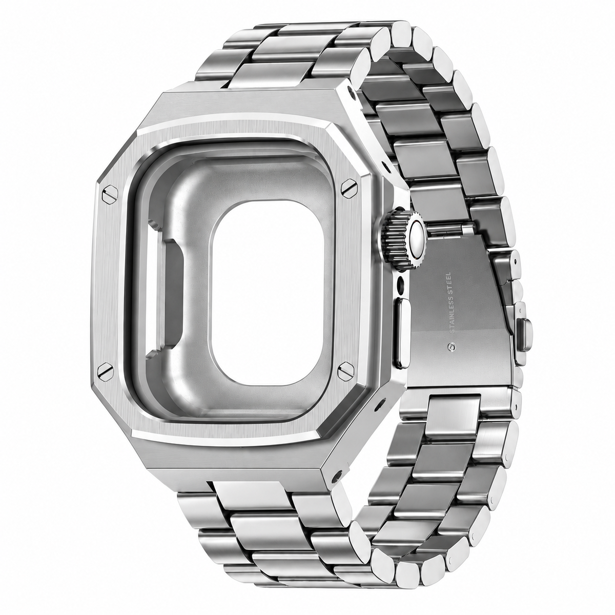 Silver Apple Watch Ultra Aluminum Case & Steel Band Set | Royal Oak Mod Kit - 