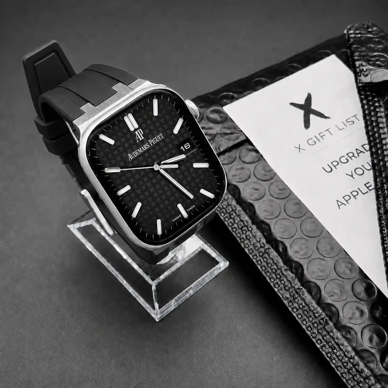 Apple Watch Mod Rubber Strap – Black Oak Style - 