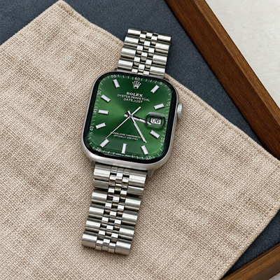 Silver Jubilee Stainless Steel Apple Watch Band | Datejust Style - 