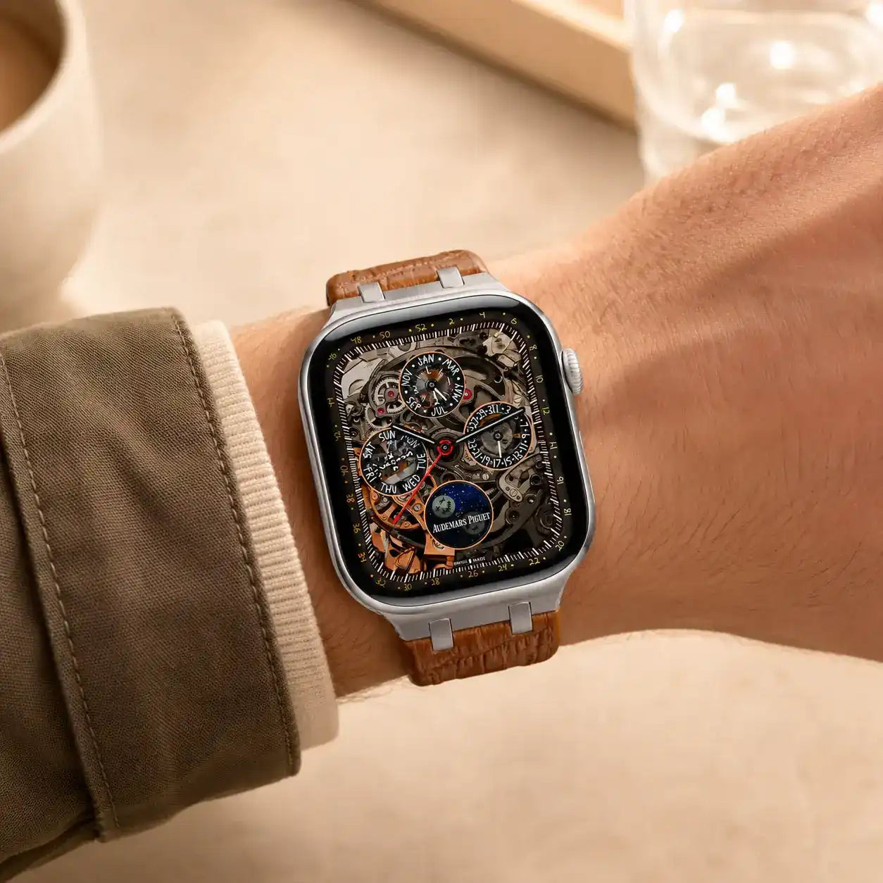 Apple Watch Mod Rubber Strap – Brown Oak Style - 