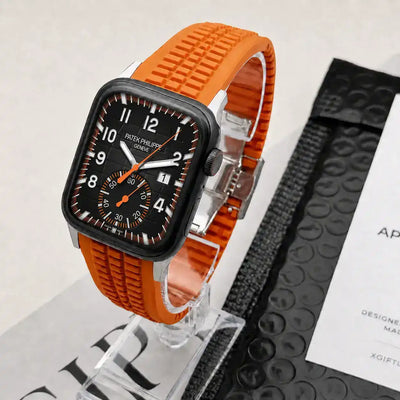 Apple Watch Mod Rubber Strap – Orange Aquanaut Style - 