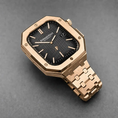 Apple Watch Mod Steel Case & Strap – Rose Gold Oak Style - 