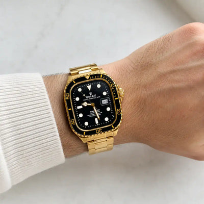 Apple Watch Mod Steel Case & Strap – Gold Sub Style - 