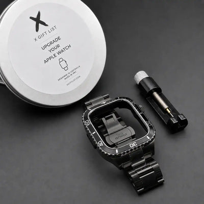 Apple Watch Mod Steel Case & Strap – Black Sub Style - 