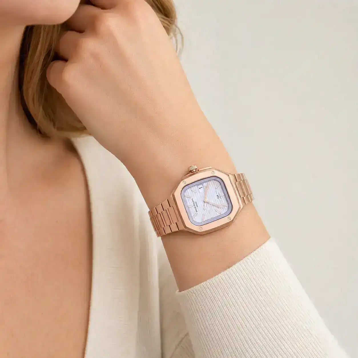 Apple Watch Mod Steel Case & Strap – Rose Gold Nautilus Style - 