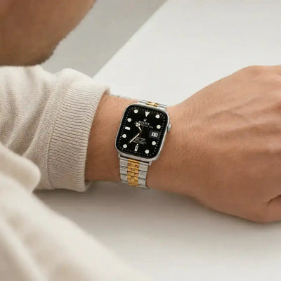 Apple Watch Mod Jubilee Steel Strap – Silver & Gold Datejust Style - 