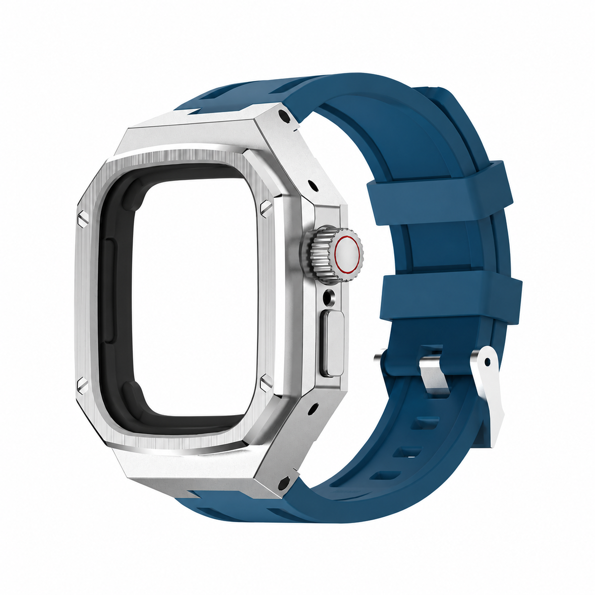 Silver Steel Apple Watch Ultra Case & Rubber Band Set | Royal Oak Mod Kit - 