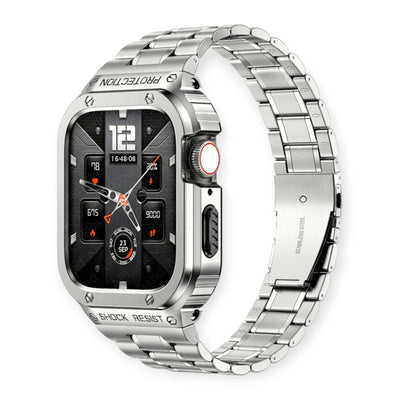 Silver Apple Watch Stainless Steel Case & Band Set | Sport Style