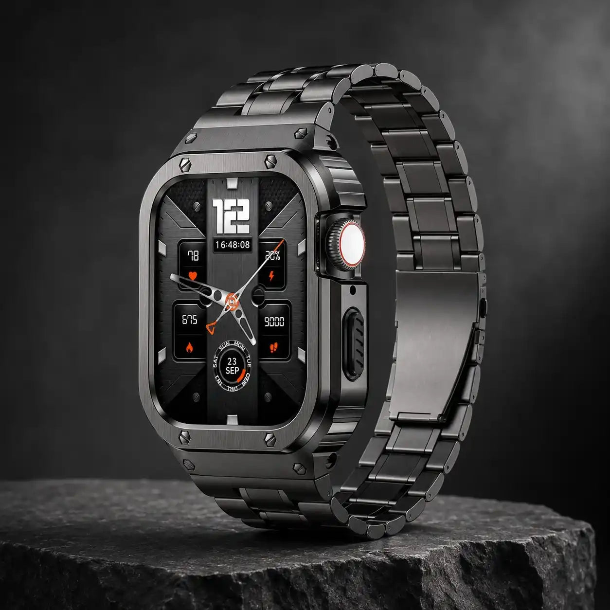Gunmetal Apple Watch Stainless Steel Case & Band Set | Sport Style