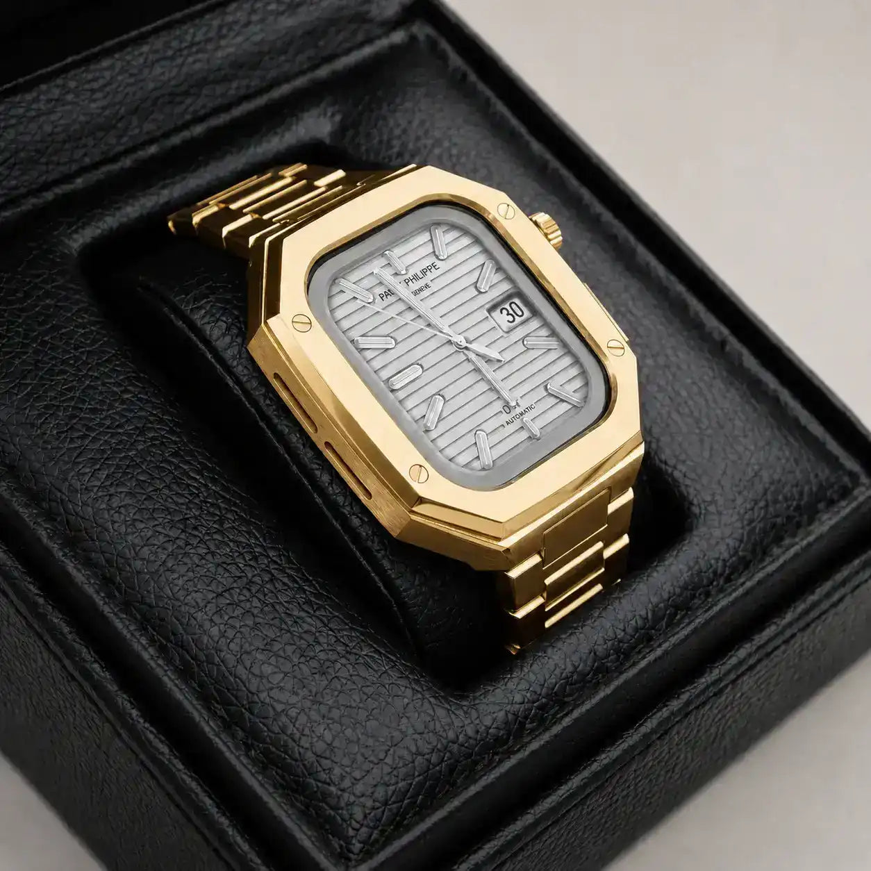 Apple Watch Mod Steel Case & Strap – Gold Nautilus Style - 