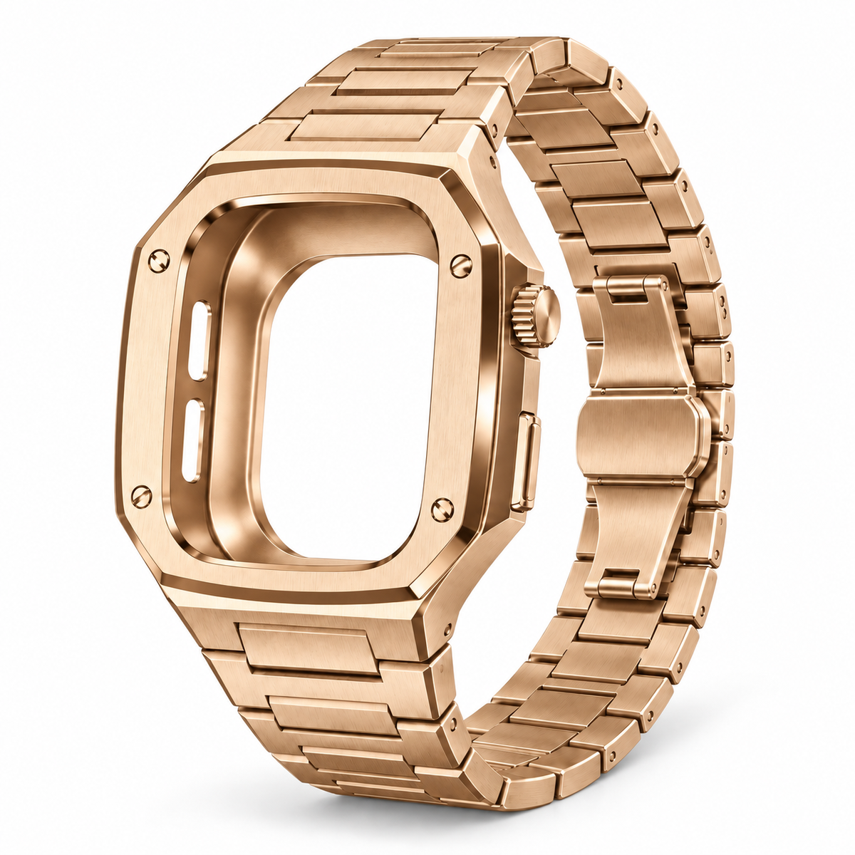 Rose Gold Steel Apple Watch Case & Band Set Nautilus Mod Kit - 