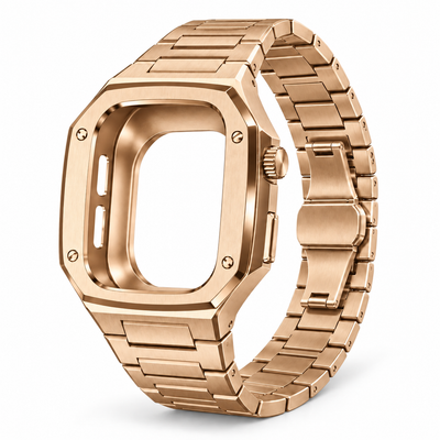 Rose Gold Steel Apple Watch Case & Band Set Nautilus Mod Kit - 
