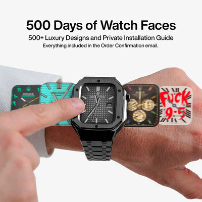 Apple Watch Mod Steel Case & Strap – Black Oak Style - 