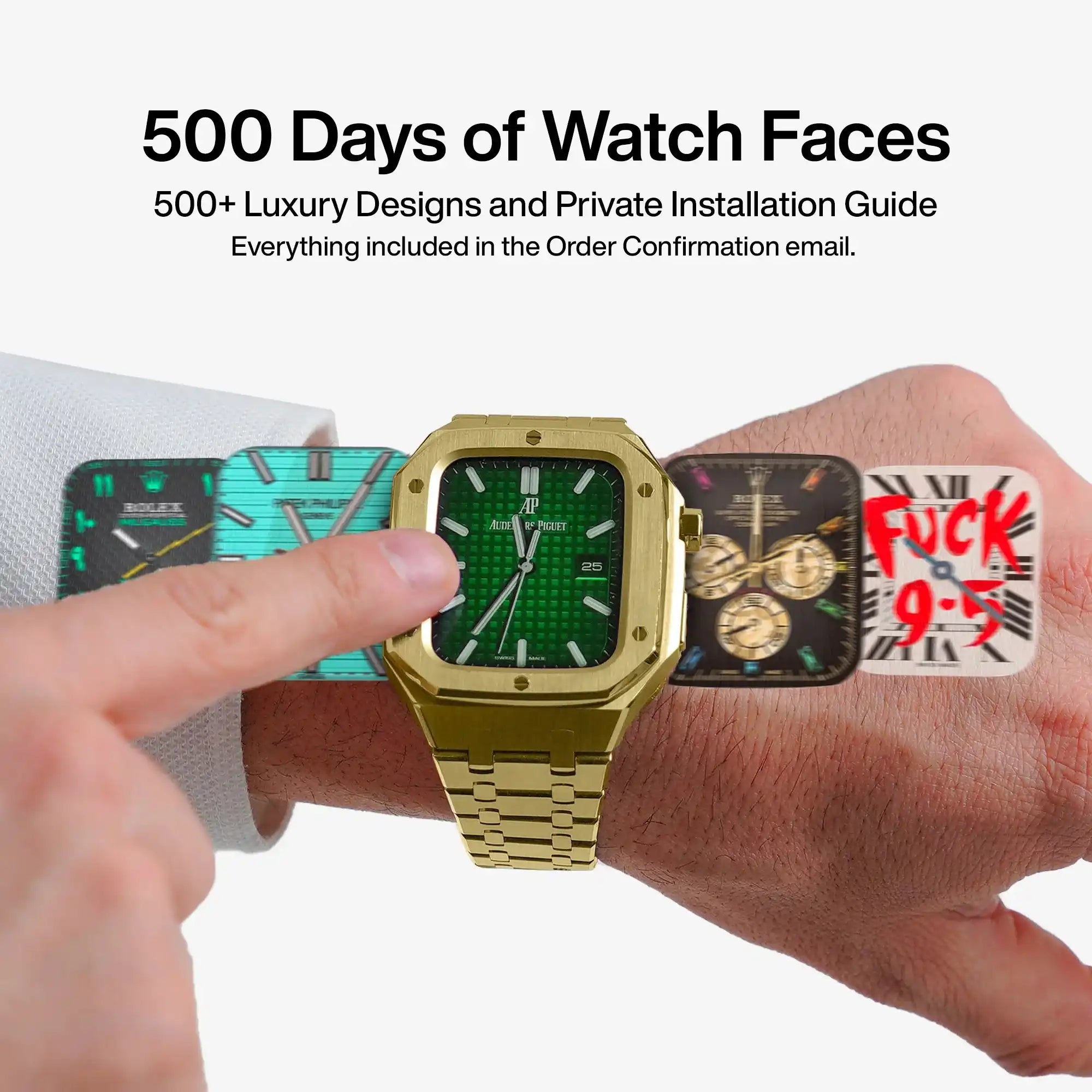 Apple Watch Mod Steel Case & Strap – Gold Oak Style - 
