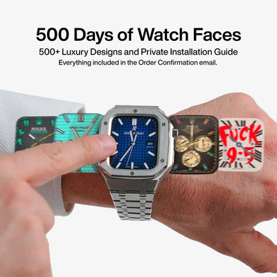 Apple Watch Mod Steel Case & Strap – Silver Oak Style - 