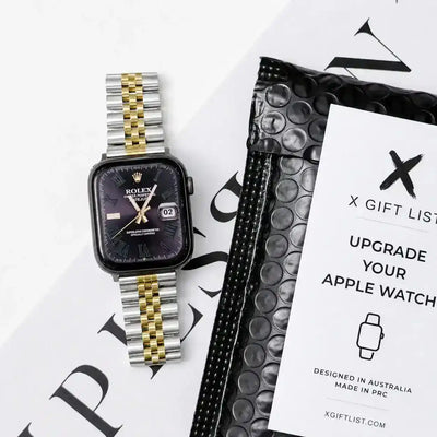Apple Watch Mod Jubilee Steel Strap – Silver & Gold Datejust Style - 