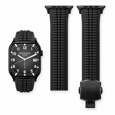 Black Nautilus Style Rubber Apple Watch Band - 