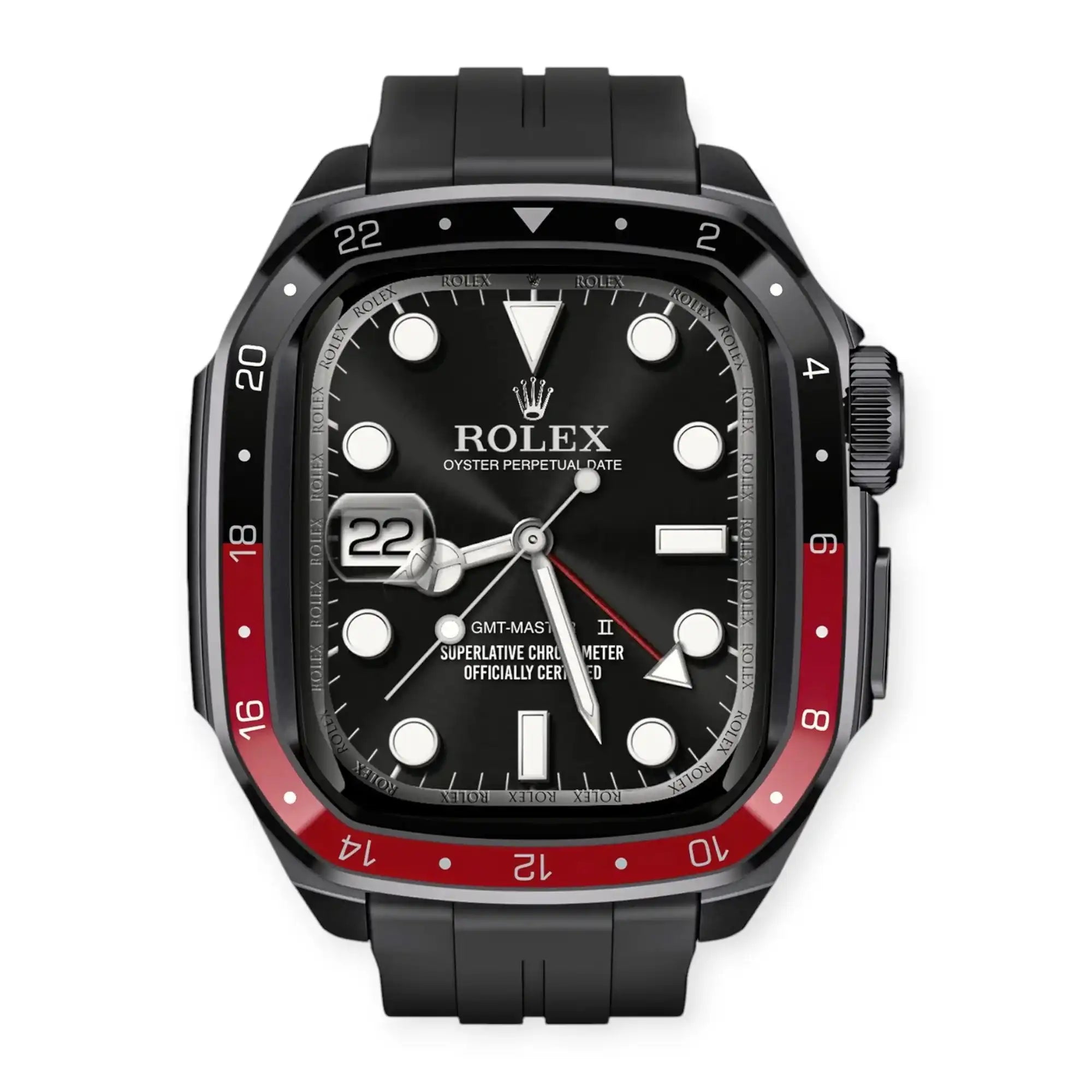 Apple Watch Mod Zinc Alloy Case & Rubber Strap – Coke GMT Style - 