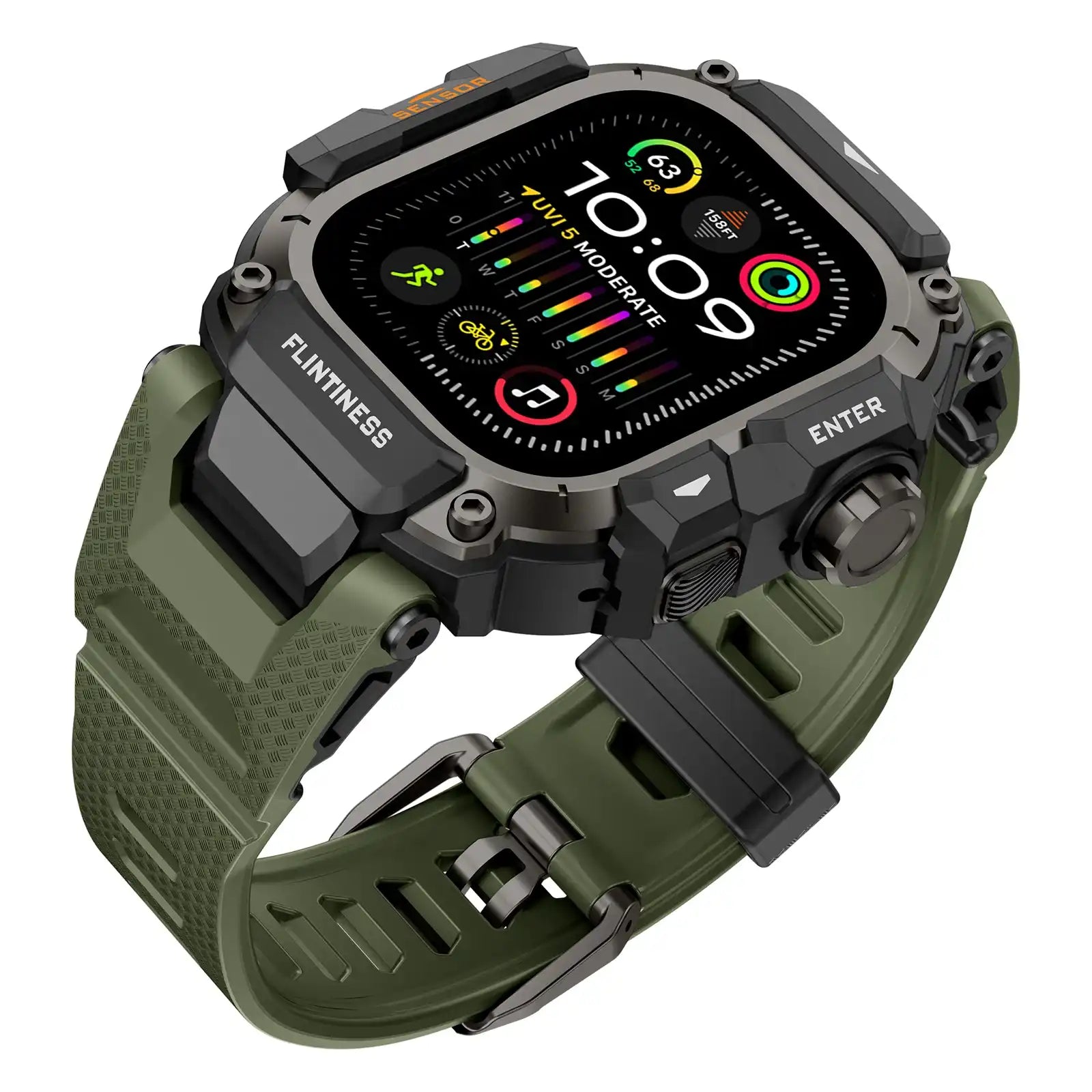 Apple Watch Mod Armor Case & Strap – Green Gym Style - 