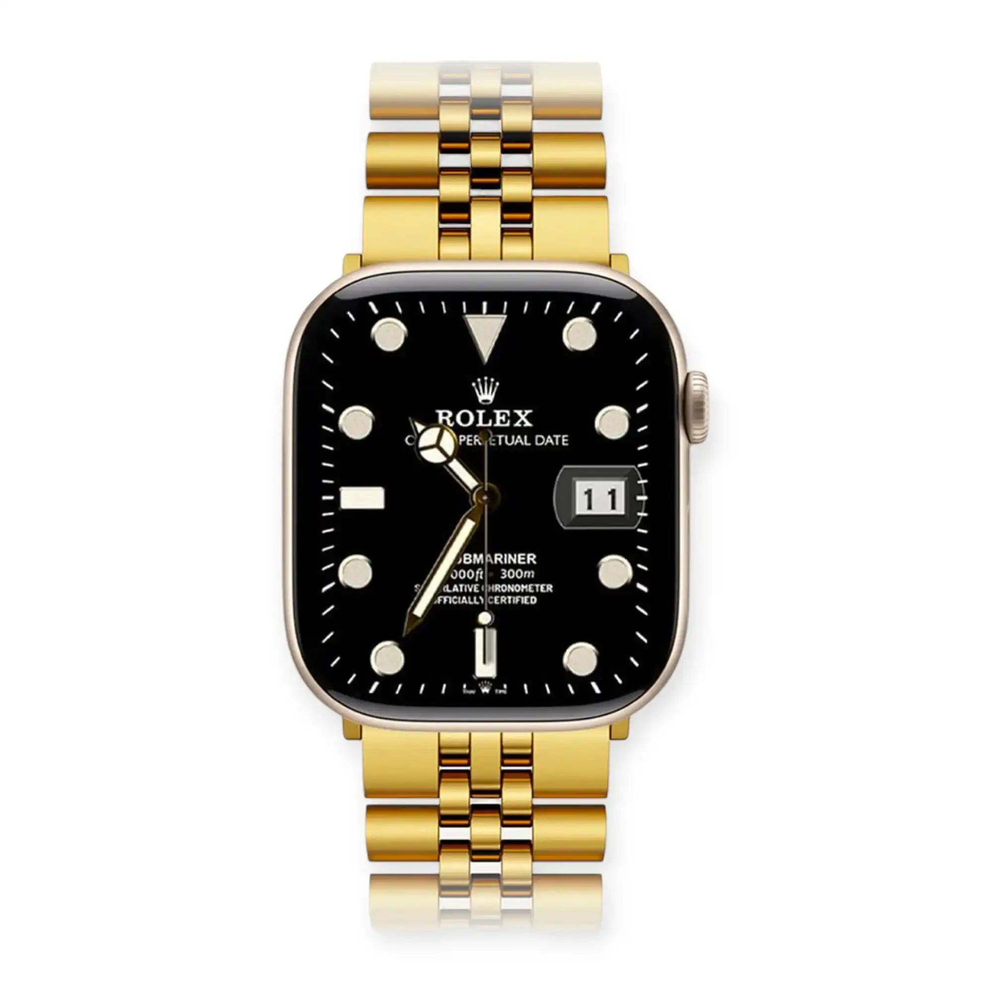 Apple Watch Mod Jubilee Steel Strap – Gold Datejust Style - 