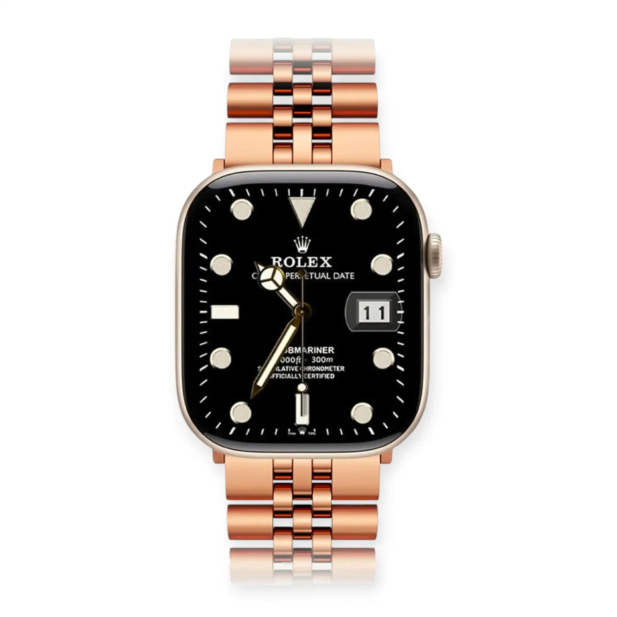 Apple Watch Mod Jubilee Steel Strap – Rose Gold Datejust Style - 