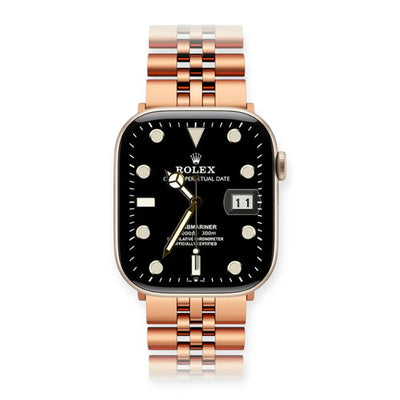Apple Watch Mod Jubilee Steel Strap – Rose Gold Datejust Style - 