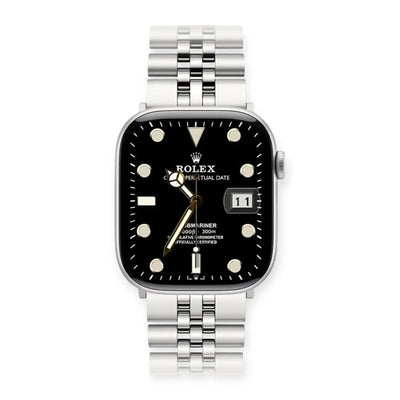 Apple Watch Mod Jubilee Steel Strap – Silver Datejust Style - 