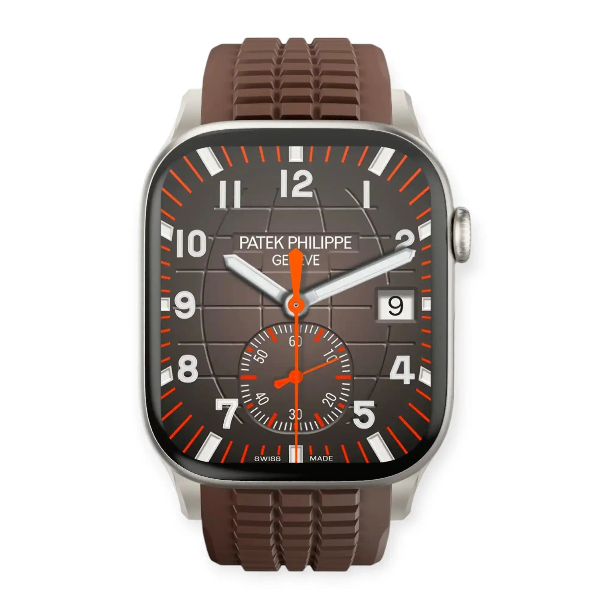 Apple Watch Mod Rubber Strap – Brown Aquanaut Style - 