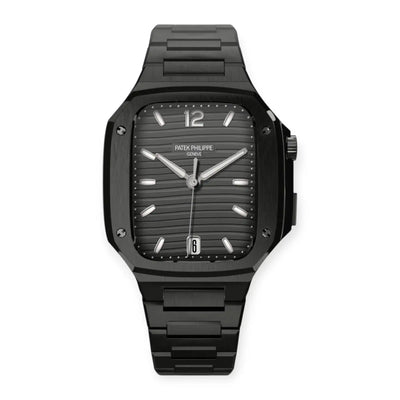 Apple Watch Mod Steel Case & Strap – Black Nautilus Style - 
