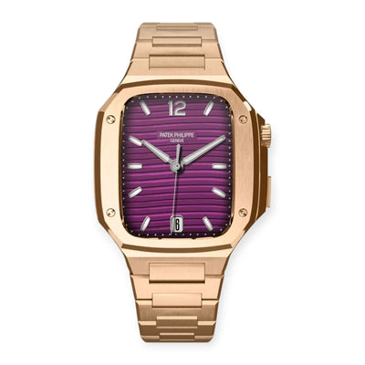 Apple Watch Mod Steel Case & Strap – Rose Gold Nautilus Style - 