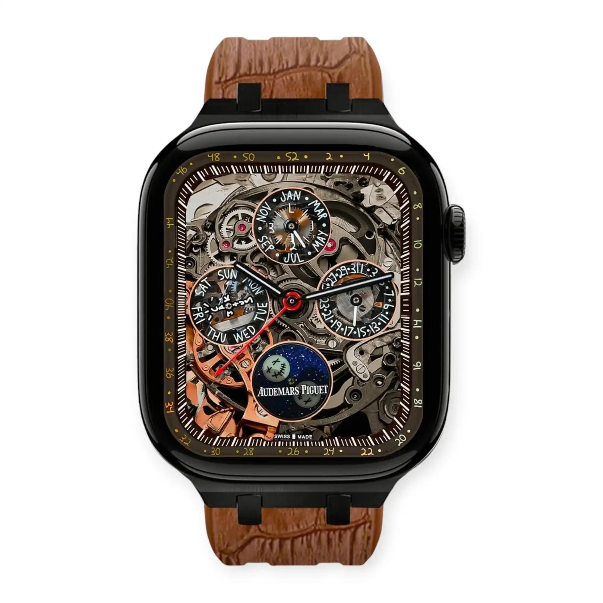 Apple Watch Mod Rubber Strap – Brown Oak Style - 