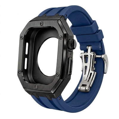 Black Steel Apple Watch Case & Rubber Band Set | Royal Oak Mod Kit - 