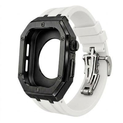 Black Steel Apple Watch Case & Rubber Band Set | Royal Oak Mod Kit - 