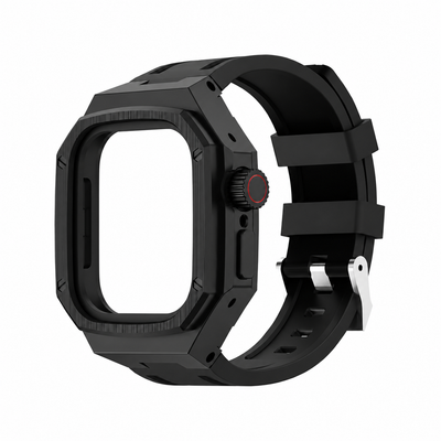 Black Steel Apple Watch Ultra Case & Rubber Band Set | Royal Oak Mod Kit - 