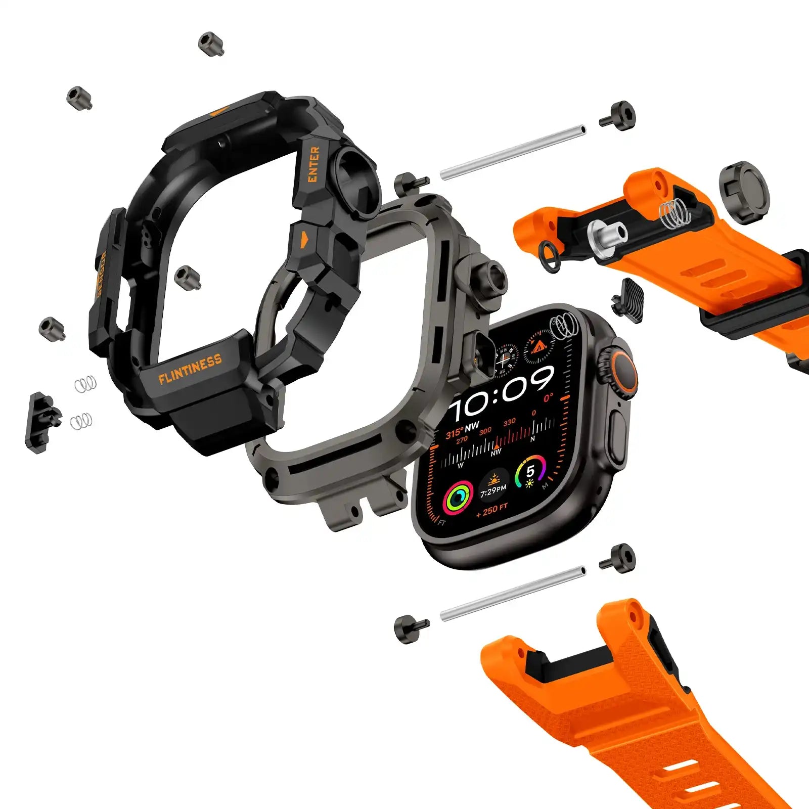 Apple Watch Mod Armor Case & Strap – Orange Gym Style - 