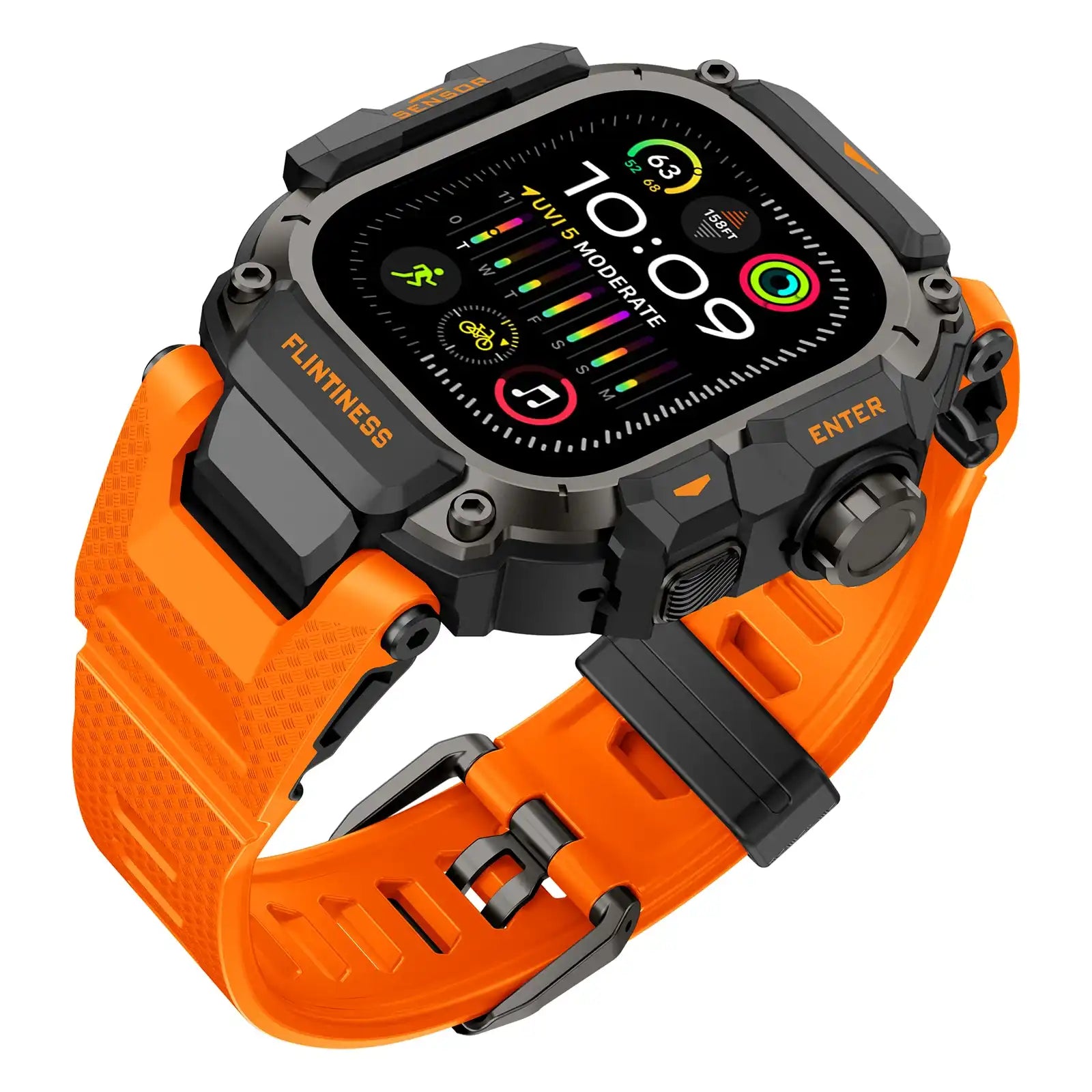 Apple Watch Mod Armor Case & Strap – Orange Gym Style - 