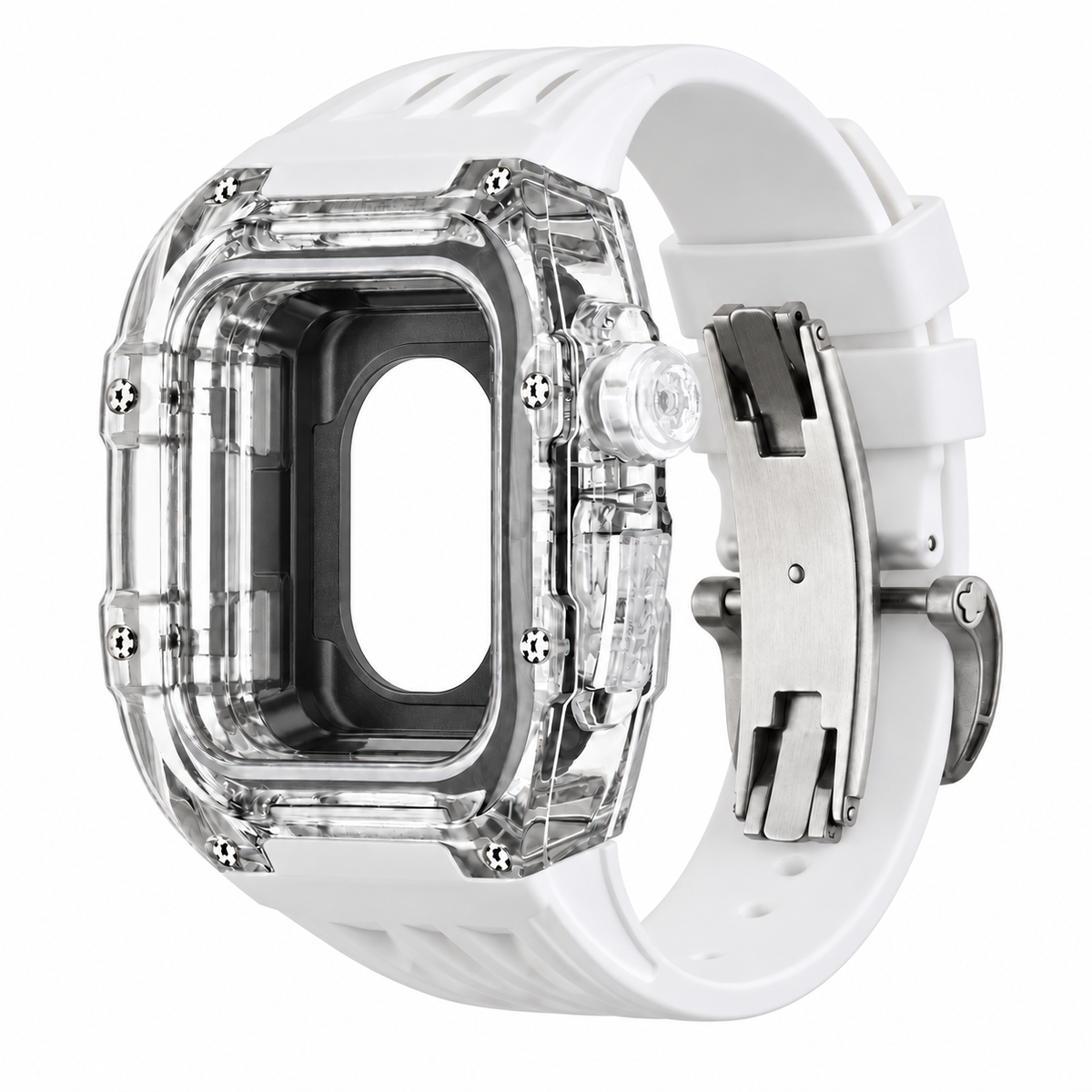 Clear Apple Watch Case & Fluororubber Band Set | RM Mod Kit - 