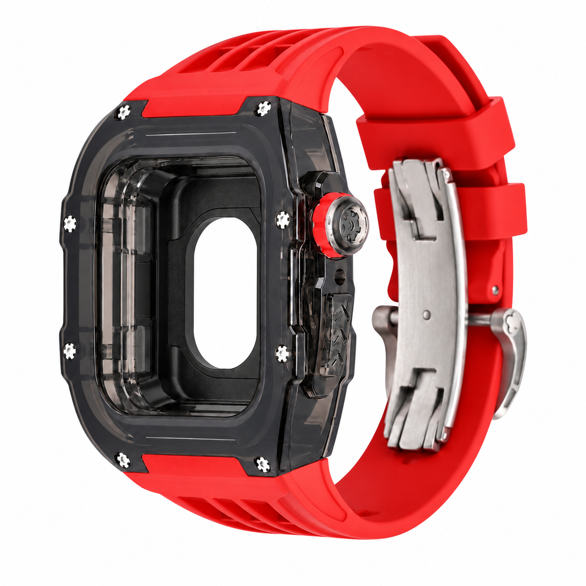 Black Apple Watch Case & Fluororubber Band Set | RM Mod Kit - 