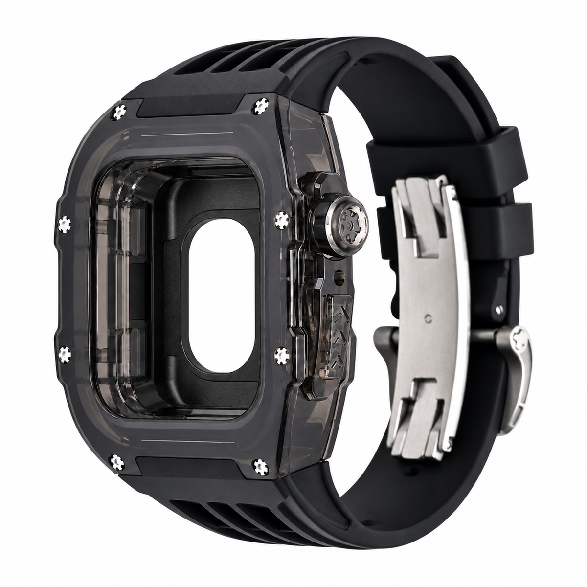 Black Apple Watch Case & Fluororubber Band Set | RM Mod Kit - 