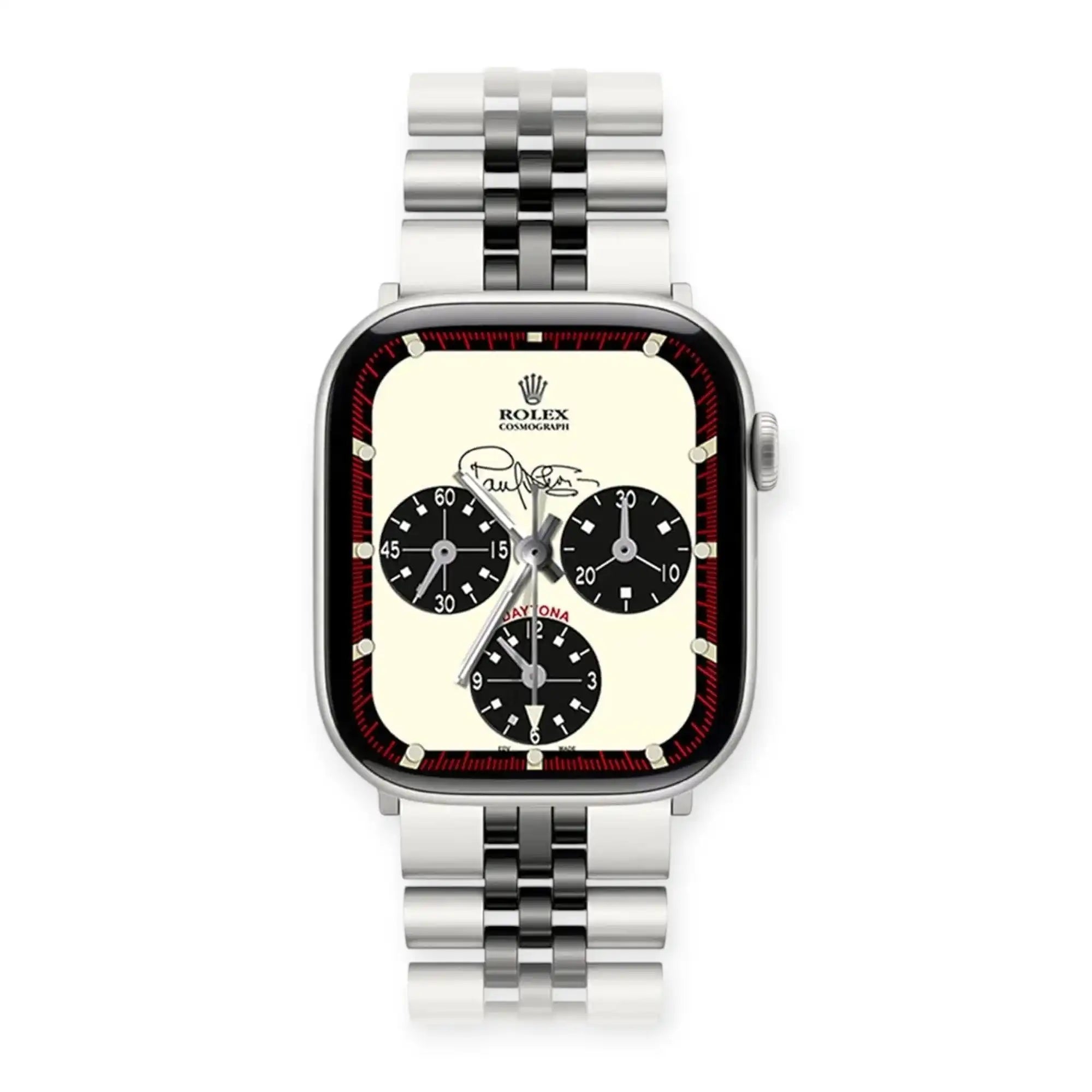Apple Watch Mod Jubilee Steel Strap – Black & Gold Datejust Style - 