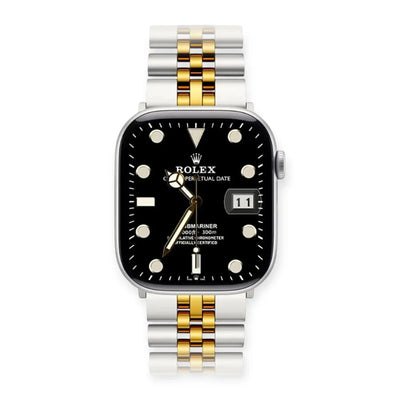 Apple Watch Mod Jubilee Steel Strap – Silver & Gold Datejust Style - 