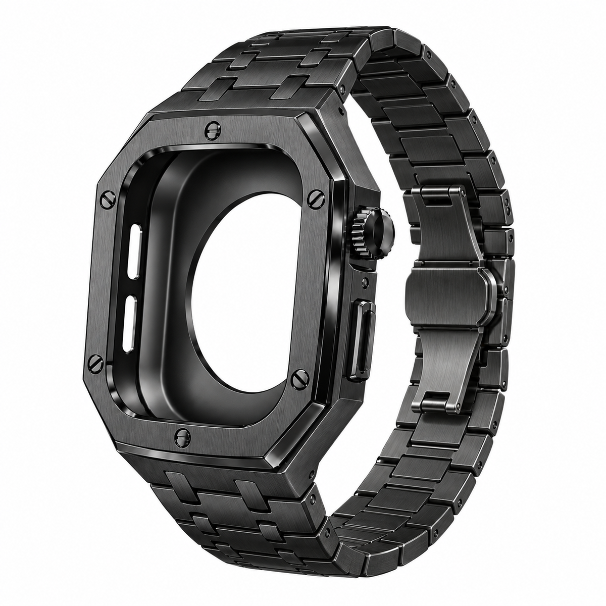 Black Steel Apple Watch Case & Band Set | Royal Oak Mod Kit - 