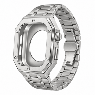 Silver Steel Apple Watch Case & Band Set | Royal Oak Mod Kit - 